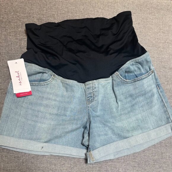 Over Belly High-Rise Maternity Jean Shorts, Size 14 - Picture 8 of 9